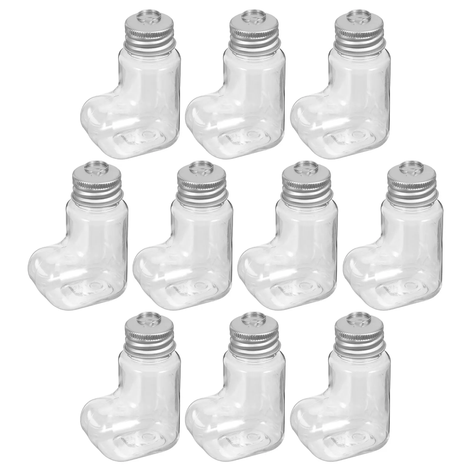 20Pcs Transparent Sock Shaped Christmas Bottles 50Ml Fillable Hanging Ornaments DIY Wishing Bottle Holiday Party Supplies Decor