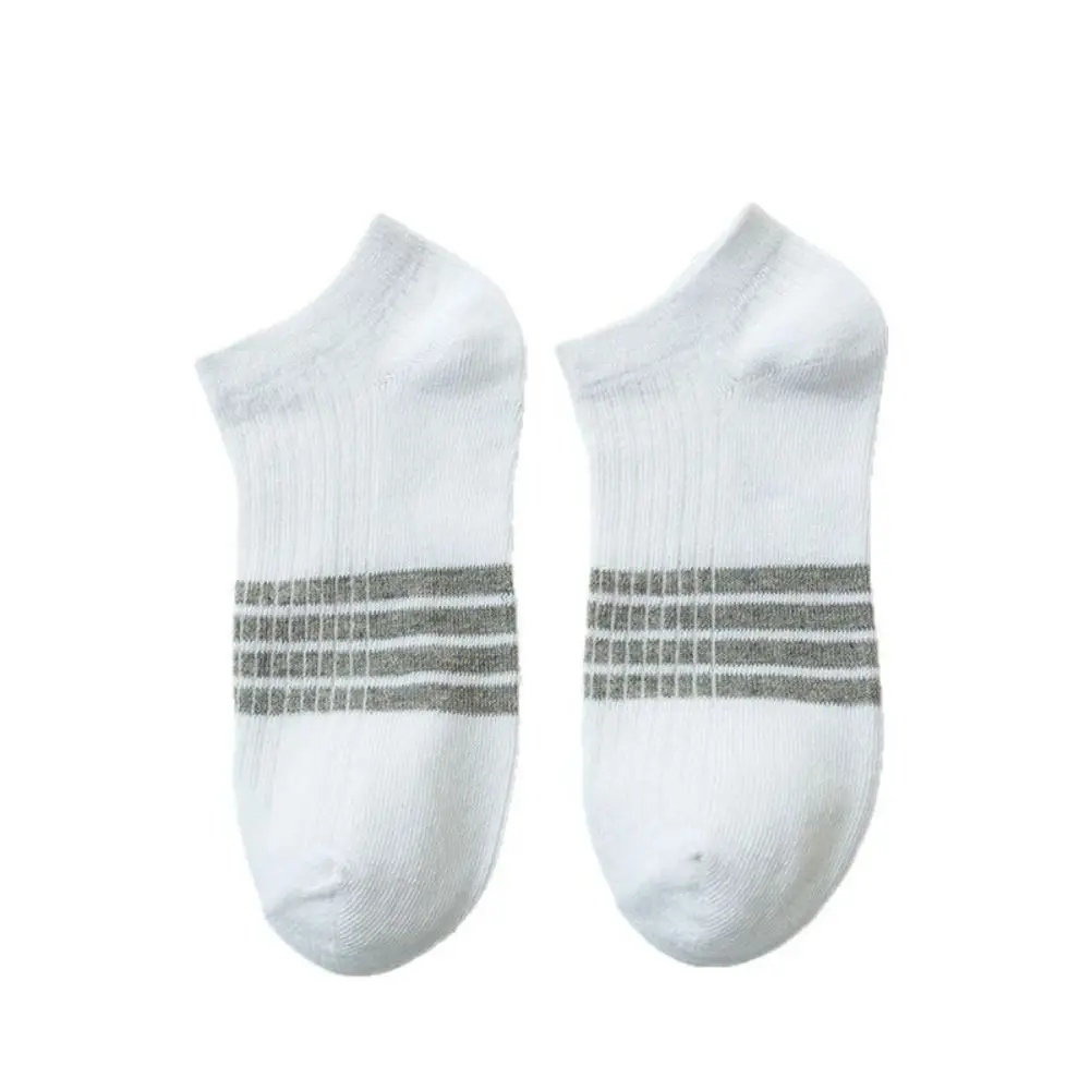 10Pairs Elastic Patchwork Ankle Thin Socks Cotton Breathable Striped Invisible Socks Anti-slip Hosiery Men's Tube Socks Men