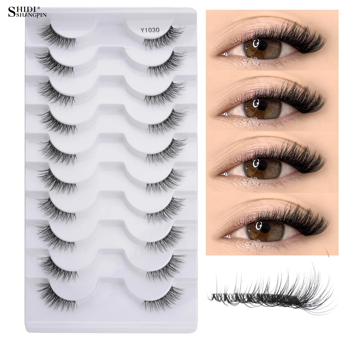 Half Eyelashes False Mink 5/10 Pairs Natural Short Cat Eye Fake Cils Winged Fluffy Eye Lashes Extension Clear Bond Makeup