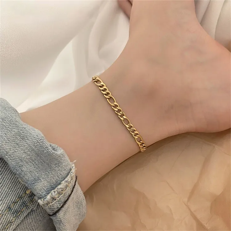 Stainless Steel Foot Jewelry Leg Chain Ankle Silver Color Anklet Chain Anklets for Men Women Hip Hop Rapper Styling Accessories