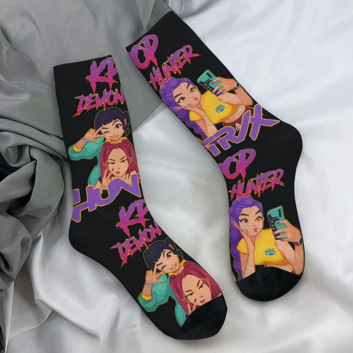 

Demon Hunters Girls Stockings Men Socks Soft Breathable Funny Socks Autumn Outdoor Non Skid Pattern Socks Birthday Gift