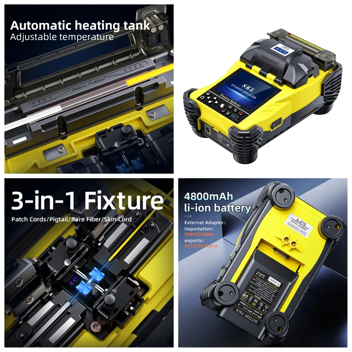 

High Precision Automatic Fiber Fusion Splicer, DSEE Yellow A87S Professional Optical Fiber Splicing Equipment