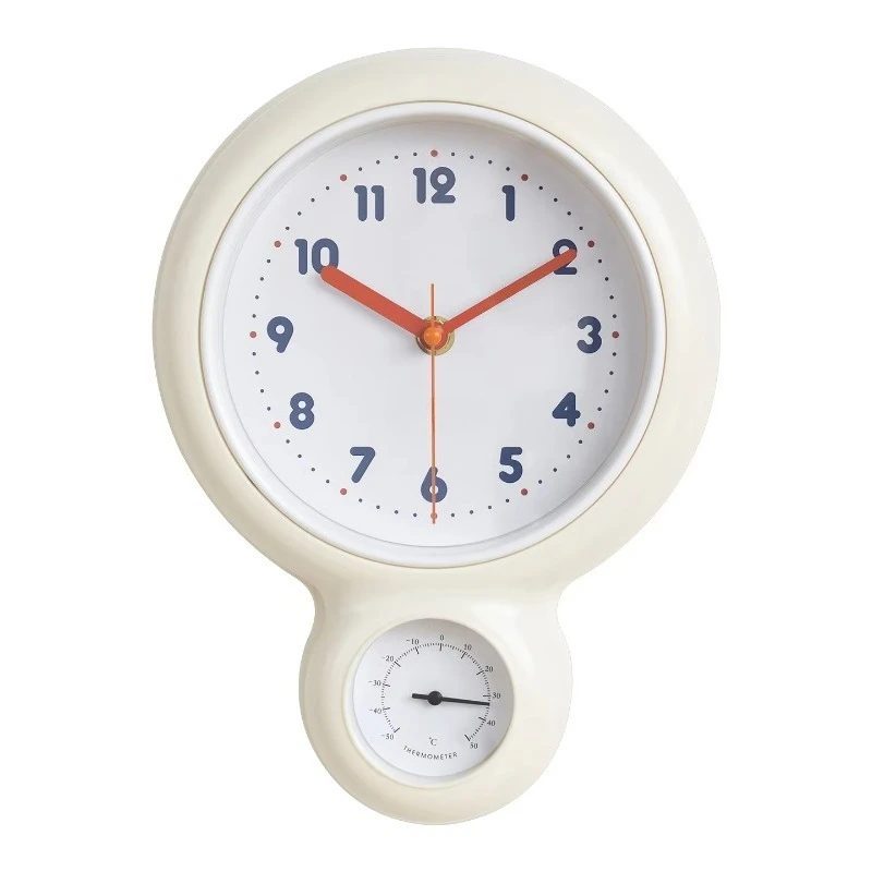 Korean Style Creative Small Quartz Wall Clock, Multifunctional Clock With Temperature Display, Kitchen Home Decor