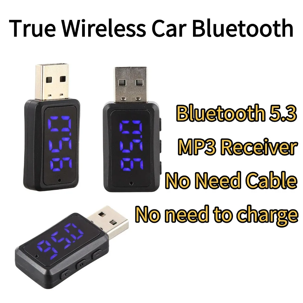 5.3 Car Bluetooth FM Transmitter USB Wireless Audio Receiver with LED Display Handsfree Calling Adapter Auto Vehicle Parts