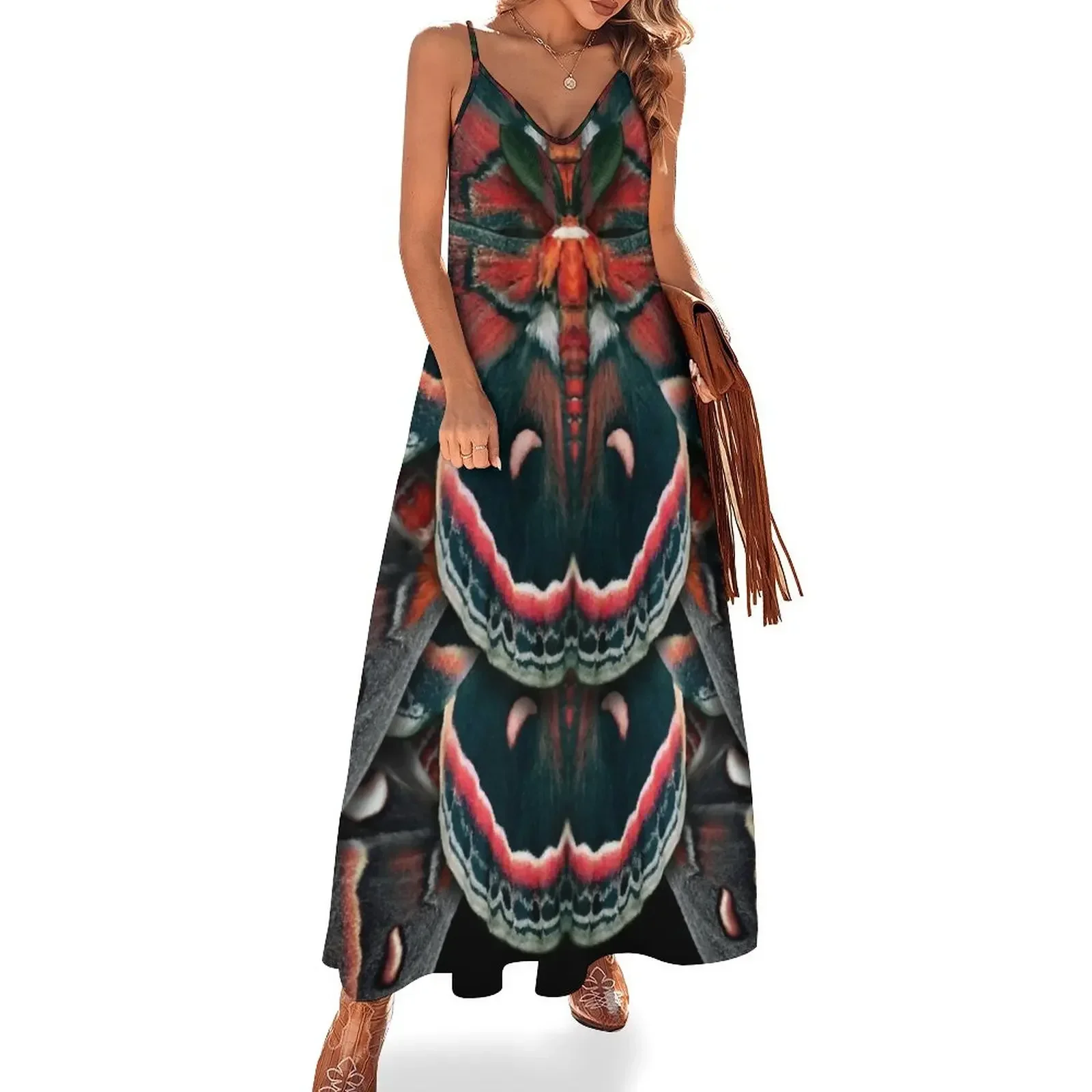 Cecropia Moth Mandala - Symmetrical Sleeveless Dress dress women elegant luxury summer clothes Dress