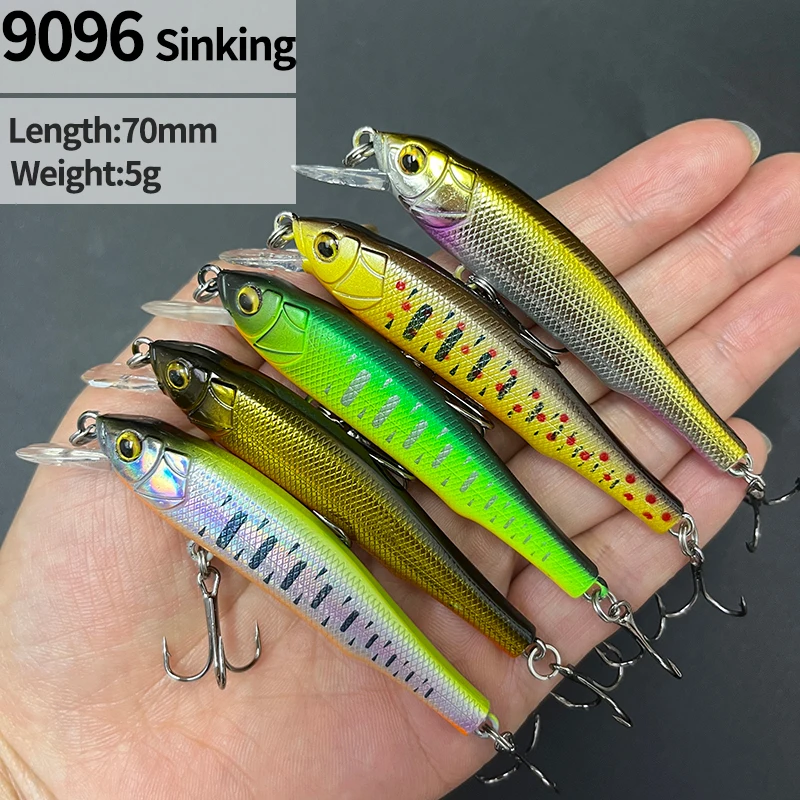 

5g 70mm Sinking Minnow Fishing Lure Rolling Action Wobbler Pesca Great Hunting 70 Flat Side Trout Lure Artificial Fish Supplies