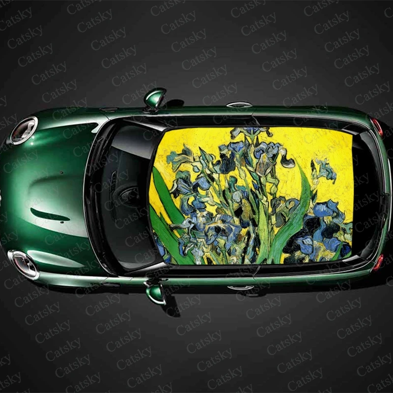 

Van Gogh Art Oil Painting Car sticker decal roof sunroof decorative sticker vinyl film modified self-adhesive car sticker decal