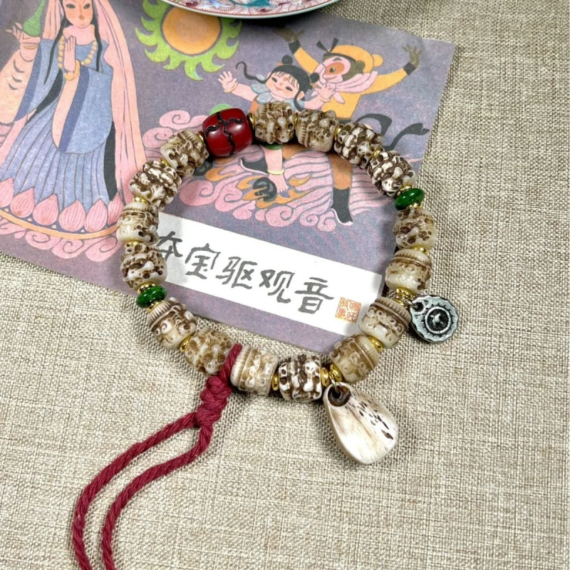 Backflow Bone Big Bird Bracelet, Buddhist Beads, Tibetan Style Copper Accessories, Decorative Hand Ornament