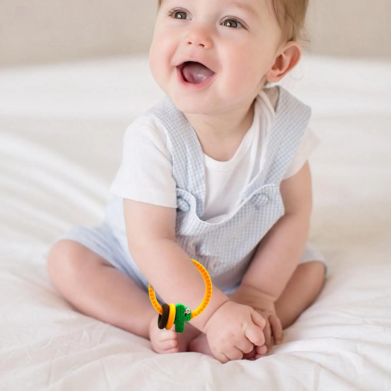 Baby Bijtringen Siliconen Chewer Kauwkauwring Met Rammelaar Kralen Voor Kinderen Jongens Peuter Thuis Slaapkamer Reizen Binnen Buiten Wiegjes