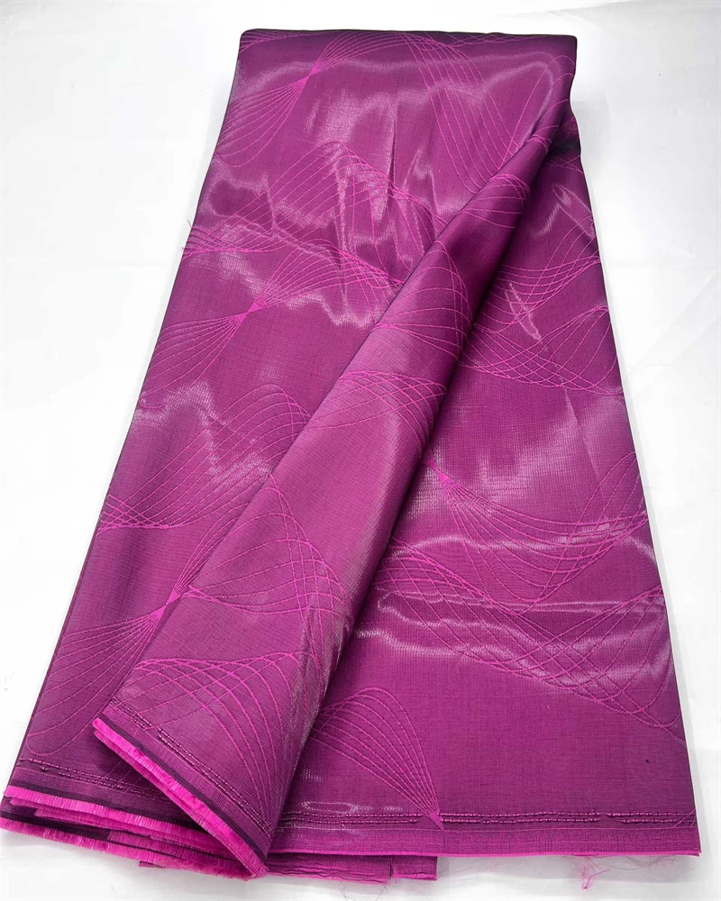 

Fuchsia African Brocade Jacquard Fabric 5 Yard Nigerian Gilding Lace Damask Material Tissu Dentelle Africaine for Clothing