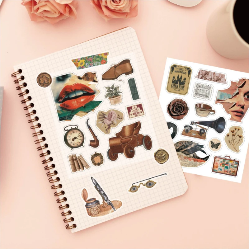 42 Vintage Stickers with Artistic Patterns  Waterproof Graffiti  Luggage  Notebook  Account  Beautiful and Rich Stickers