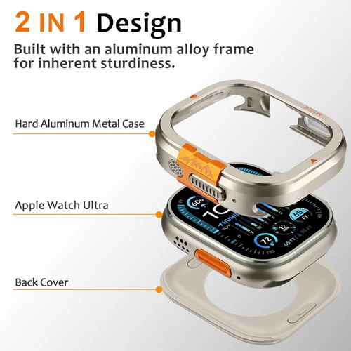 Imagen 2 del producto Funda de titanio de lujo para Apple Watch Series Ultra 2 10, armadura de Metal resistente a caídas, funda protectora impermeable para iWatch 46mm 49mm