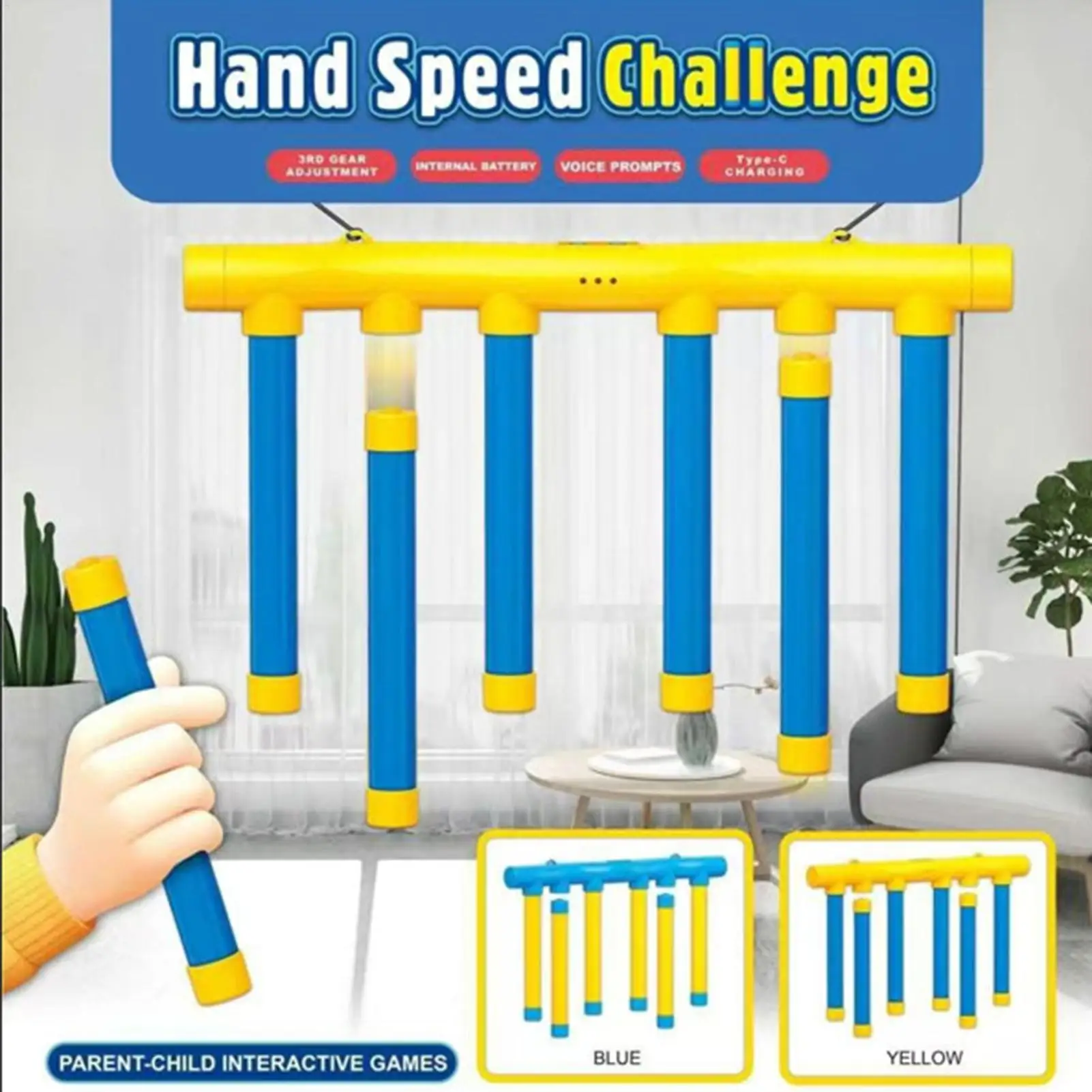 Catching Sticks Game Reflex Trainer 3 Adjustable Speeds Remote Control Stick Drop Game Hand Eye Coordination Training Toy view 5