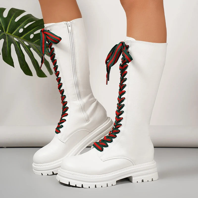 

2026 New Women's Boots Padded Shoes High Winter Sneakers Casual White Black Platform Woman
