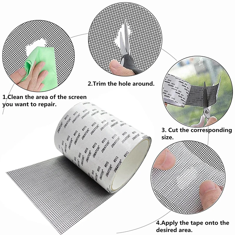 5/10cm Width Window Mosquito Net Repair Tape Self-Adhesive Window Screen Repair Patch Anti-Insect Fly Mesh Broken Holes Tape