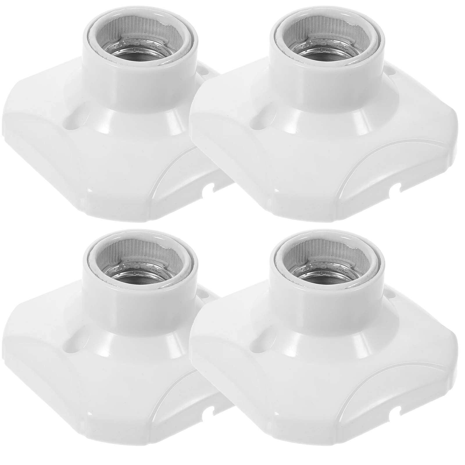 

4 Pcs Lamp Base Holder Flat Bottom Ceramic Adapter Screw Terminals Light Compact Sturdy E27 Flame Retardant Socket