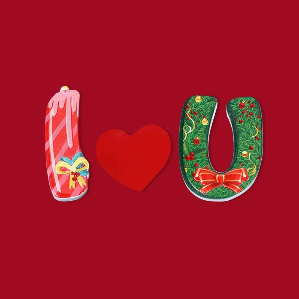 

12/14/26Pcs Resin Art Christmas Alphabet Magnets Cute Cartoon Letter Magnetic Stickers DIY Christmas Fridge Magnets Living Room