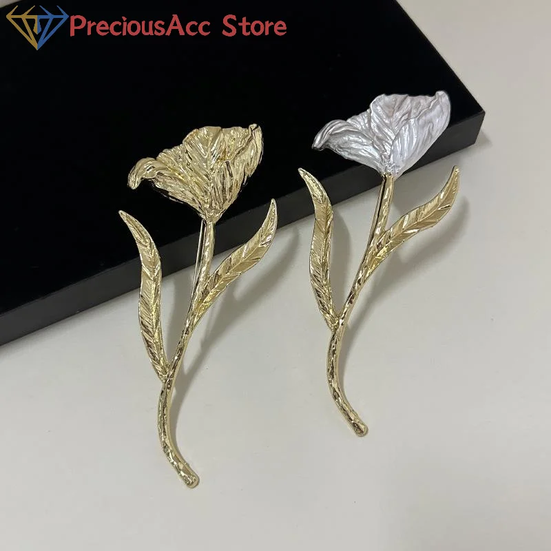 خمر فريد كبير ورقة معدنية زهرة بروش للنساء الفتيات مبالغ فيها بدلة على الموضة الصدار دبابيس تظهر مجوهرات الحفلات هدية