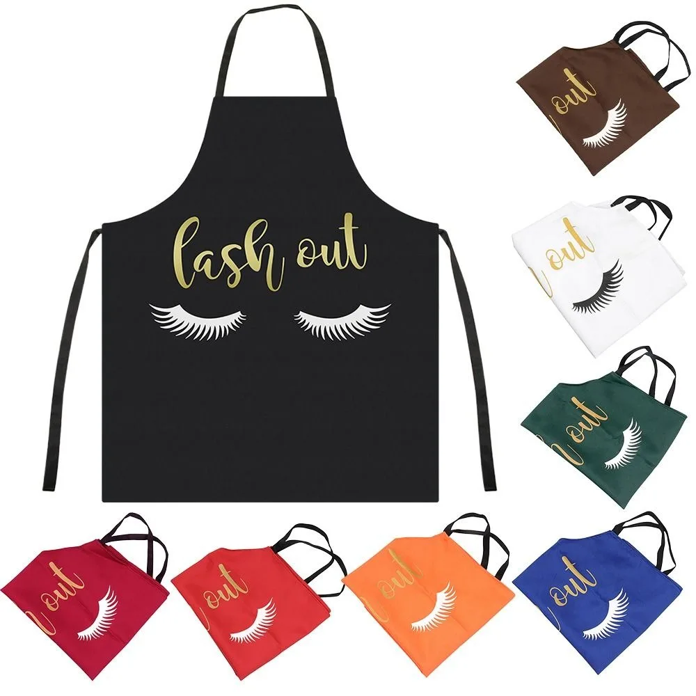 Reusable Polyster Cotton Eyelash Apron Printed Easy Cleaning Nail Art Apron Soft Cooking Aprons Women Girls