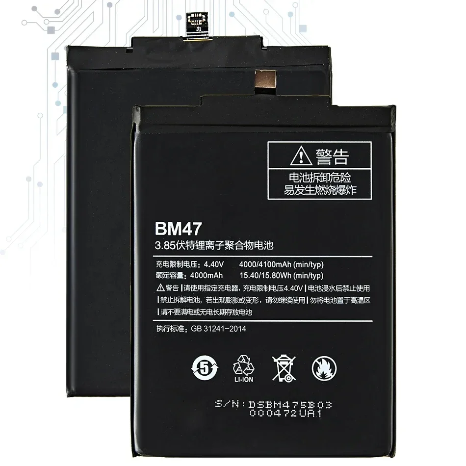 Batterie de remplacement BM47 pour Xiaomi Redmi 3, 3S Pro, 4X, BatBR, aste 24.com, haute qualité, 4100mAh