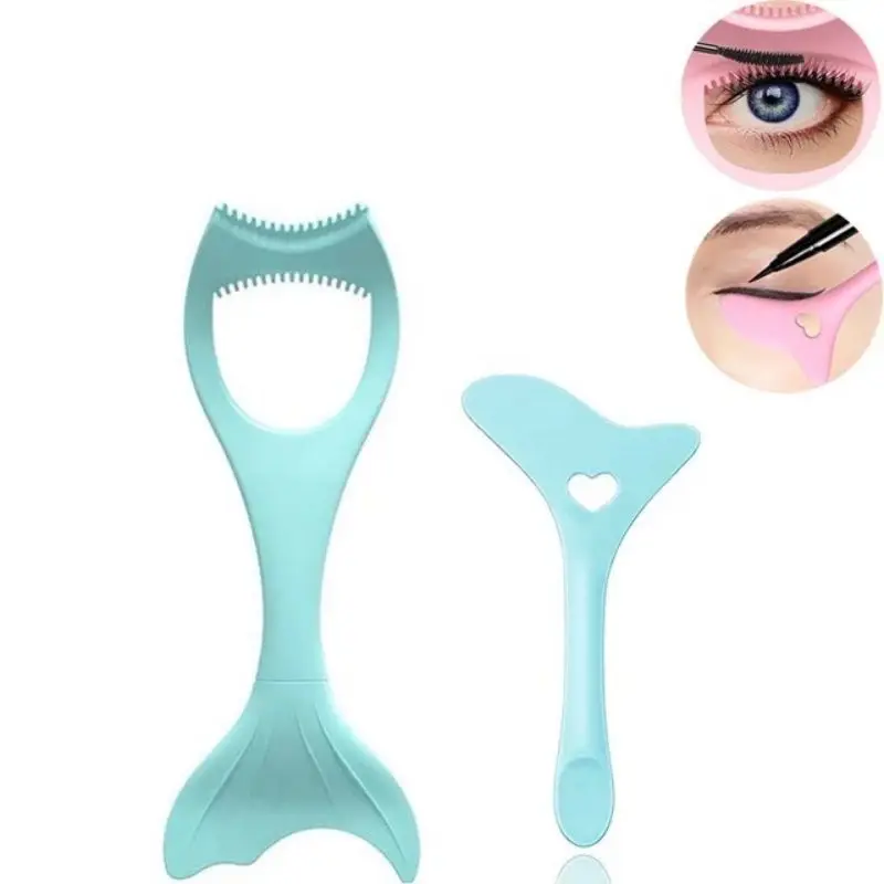 2-teiliges Set Flügel-Eyeliner-Schablonen und Mascara-Schutz-Applikatoren, wiederverwendbares Silikon-Eyeliner-Tool für Augen-Make-up, Maskenapplikator