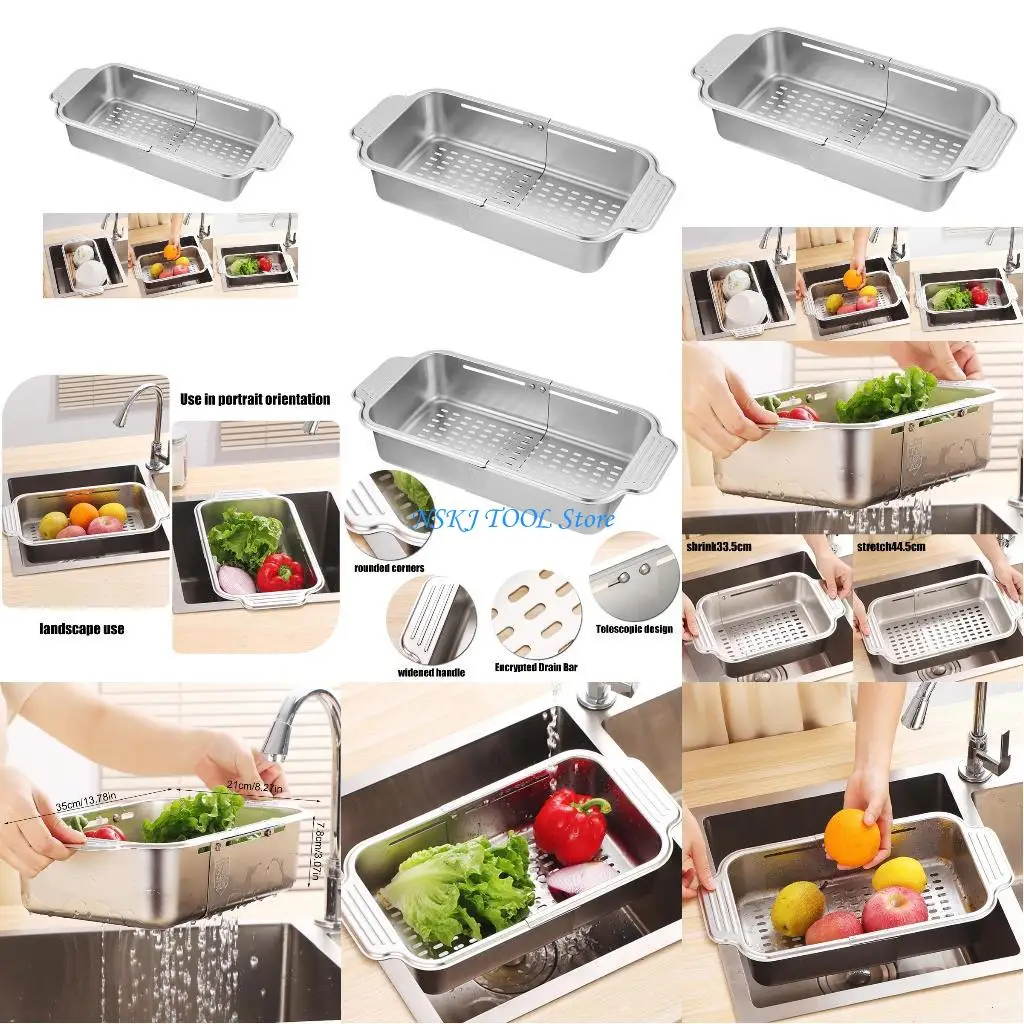 

L8RC Telescopic Drain Basket Expandable Dish Drying Rack for Storage & Drying