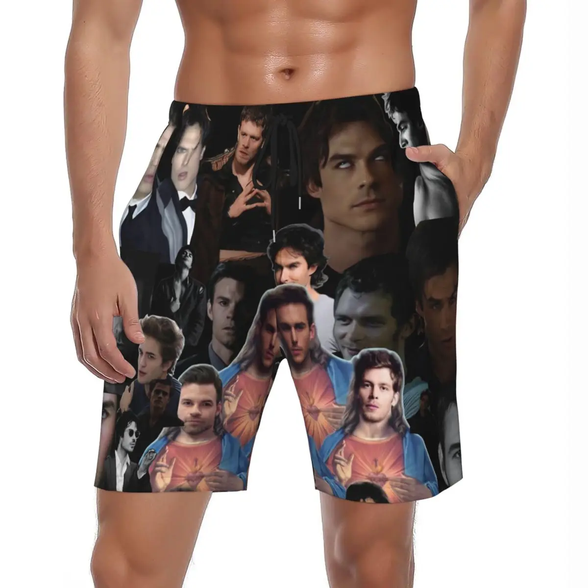 

Jesus The Vampire Diaries Damon Salvatore TV Series Board Shorts Summer Running Board Short Pants Men Quick Drying Swim Trunks