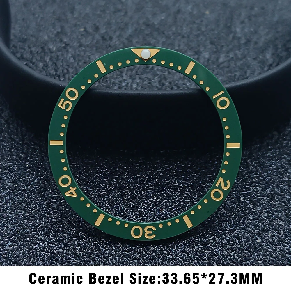 Bisel de cerámica plano, incrustaciones de cerámica de alta calidad para reemplazo luminoso de accesorios de reloj, 33,65x27,3mm