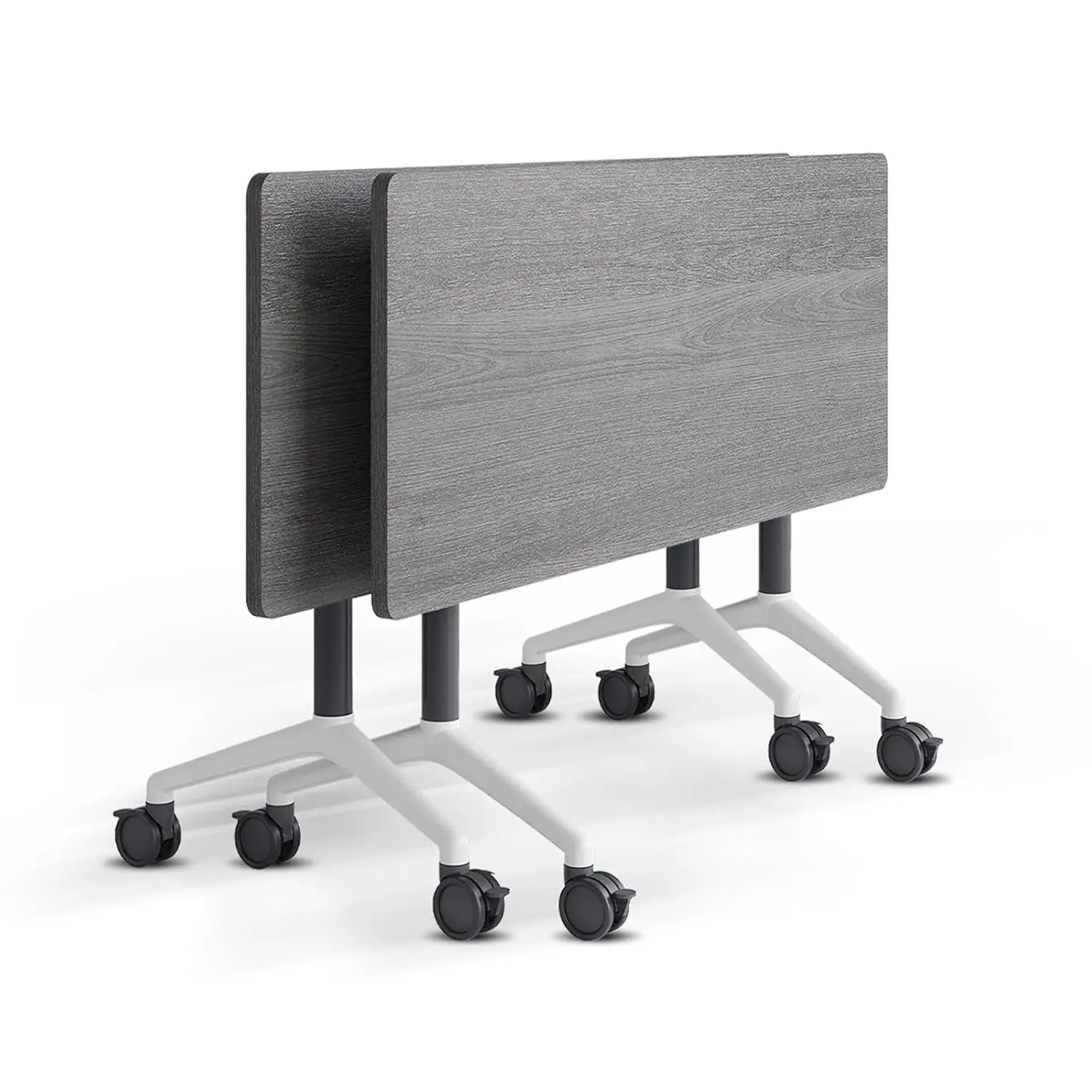 

Foldable Rectangular Training Table With Wheels, 55IN Wood Top, Office Meeting Room School Use, Customized