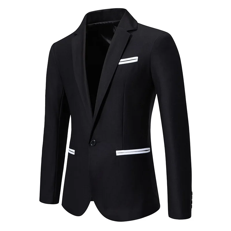 Men's Elegant Gentleman Dress Blazers For Wedding Simple Patchwork Tuxedo Suit Coat Fashion Party Dinner Banquet Formal Clothing