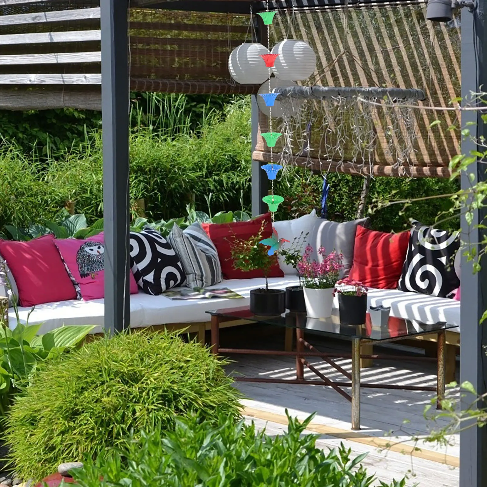 

Flower Basket Rain Chain Metal Hanging Ornament For Garden Patio Porch Outdoor Decorative Rain Gutter Downspout