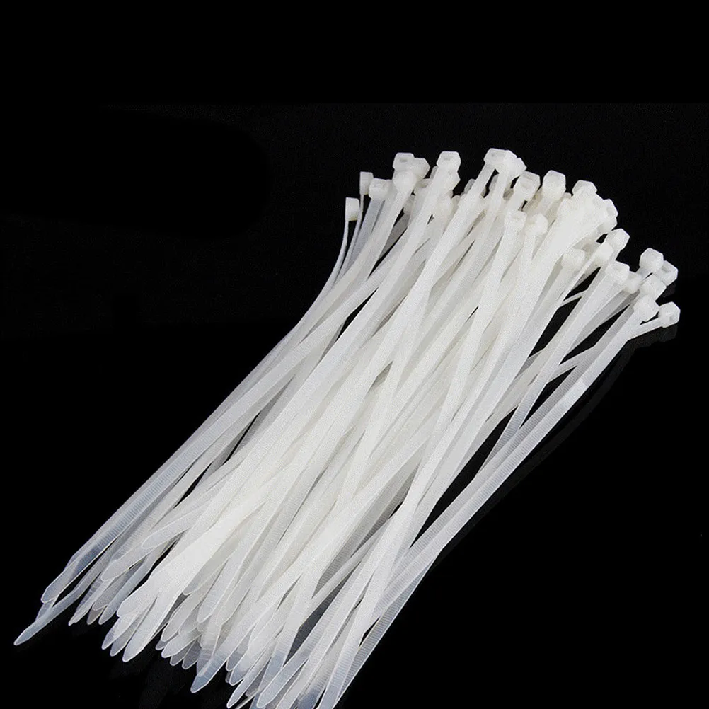 1000Pcs Nylon Cable Ties Self-Locking 3x200mm Plastic Fixing Ring Loop Zip Ties Strong Flexible Waterproof for Home Office