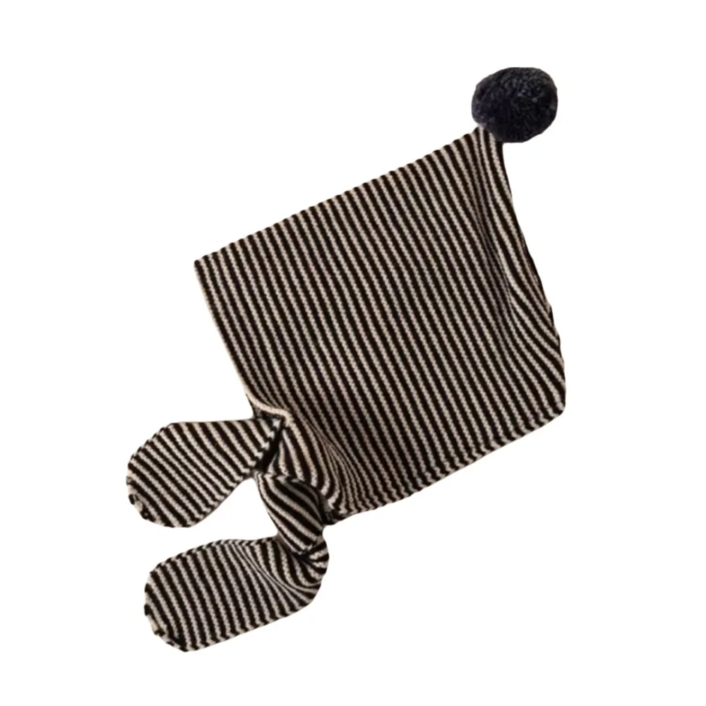 

Versatile 2-in-1 Children's Scarf Hat Striped Design Windproof Knitted Hood Scarf Comfortable Thick Kids Warm Cap 1-10 Years Old