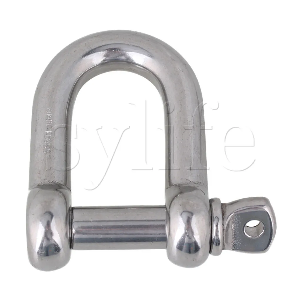 

M16 304 Stainless Steel Screw Pin Anchor Shackle D Ring European Style Silver