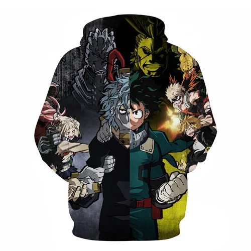 Imagen 2 del producto Sudadera con capucha con estampado 3D de My Hero Academia para hombre y mujer, Jersey informal a la moda, ropa de calle Harajuku de Anime, novedad de 2021