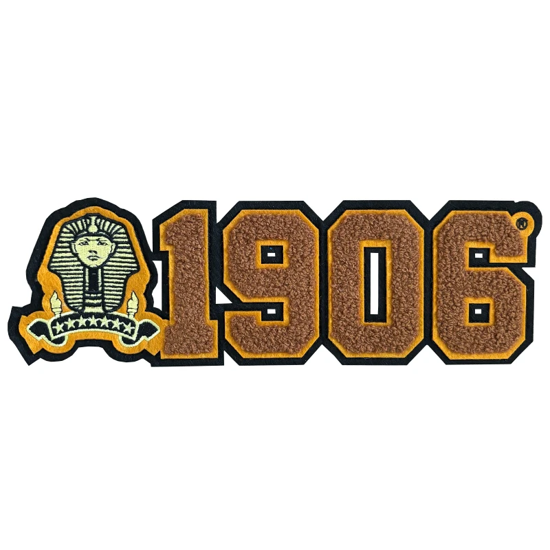 Large Chenille Old Gold and Black Fraternitry Alpha Phi Alpha Round with Tail Greek Number Since 1906 Chenille Patch for Hoodies