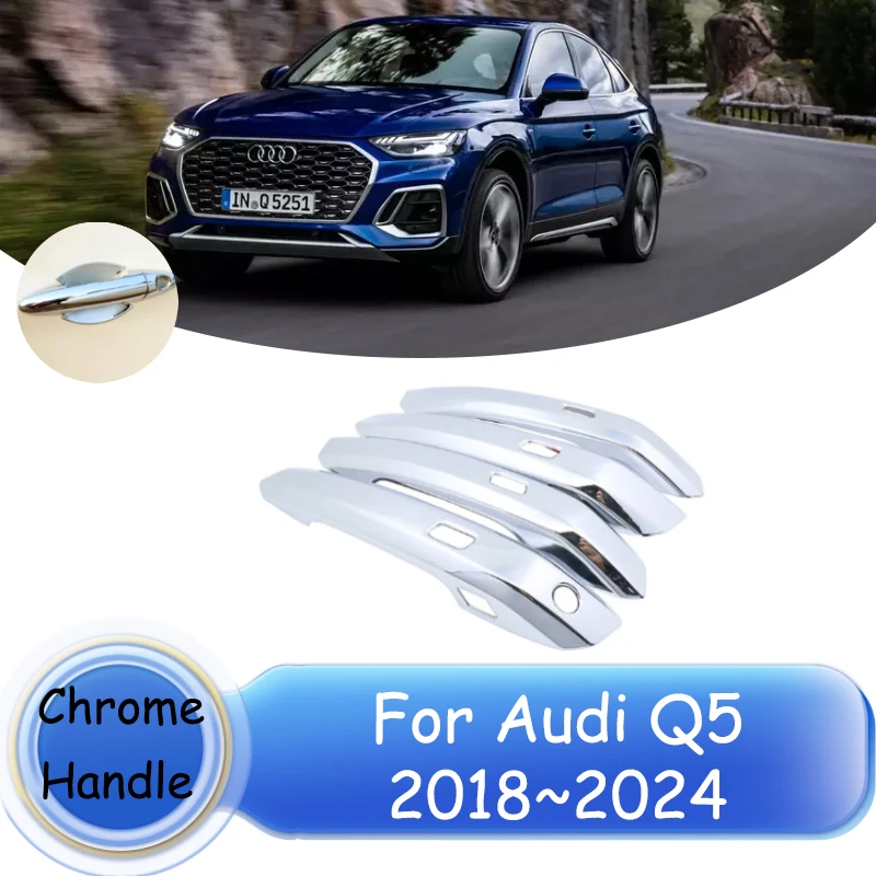 

For Audi Q5 MK2 80A 2018 2019 2020 2021 2022 2023 2024 Chrome Door Handle Cover Car Accessories Rustproof Protective Stickers