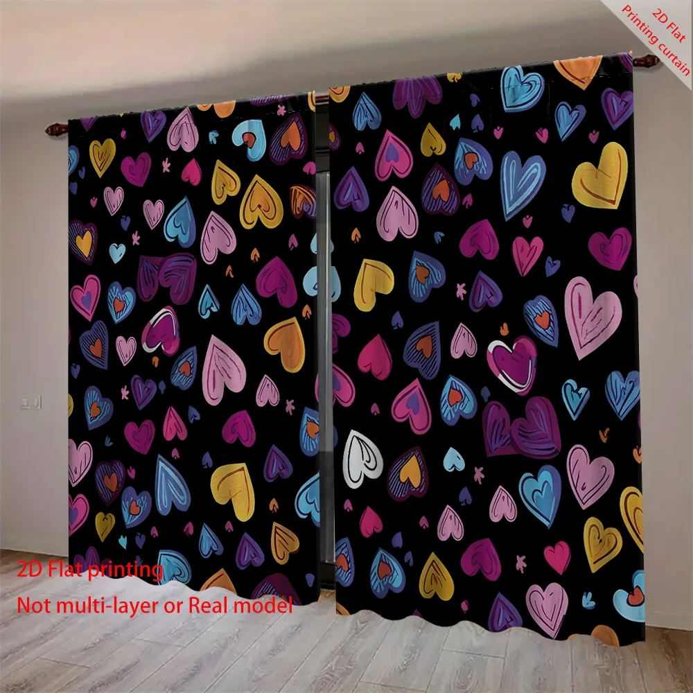 

Aesthetic home decoration curtains, 2D heart-shaped printed curtains, suitable for bedrooms, living rooms, and dormitories