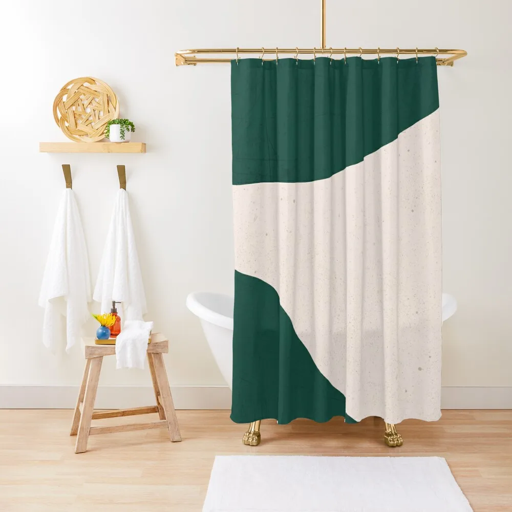 

Emerald Green Cream abstract art Shower Curtain Shower Bathroom For Bathrooms Shower Sets For Bathroom Funny Curtain