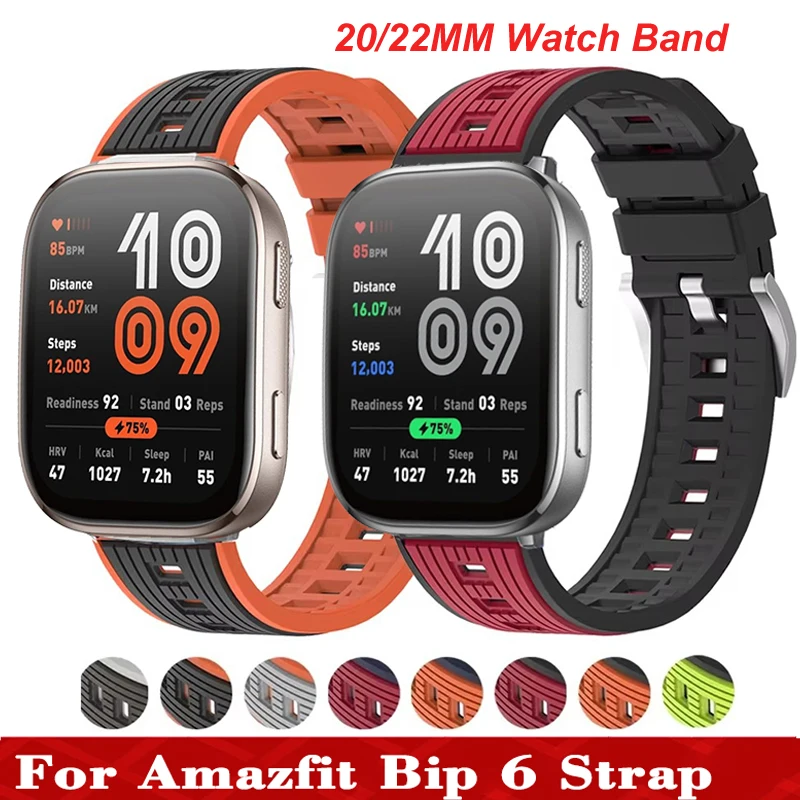 Bracelet de remplacement en Silicone pour Amazfit Bip 6, 20mm 22mm, pour Amazfit Bip 6 5 5 Unity 3 3Pro/GTR GTS 2 3 4