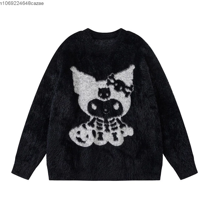 Sanrio Kuromi Trend Sweater Soft Imitation Mink Velvet Pullovers Women Autumn Winter Fashion Tops Aesthetic Sweaters Y2k Clothes