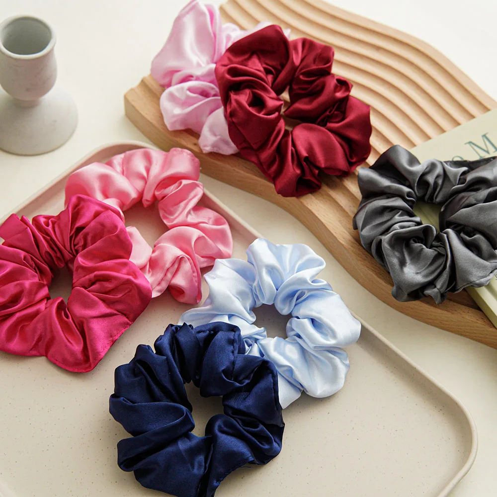 6PCS/set Pure Mulberry Silk Hair Scrunchies Silk Hair Ties Hairbands Skinny Scrunchies Ponytail Holders Hair Care Accessories