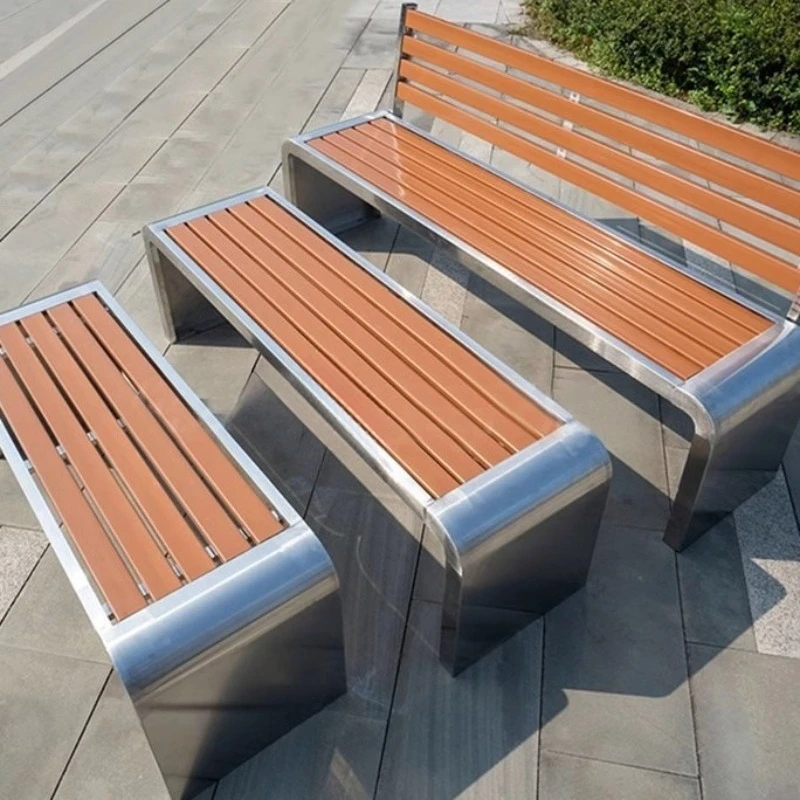 

Park chair outdoor bench courtyard stainless steel anti-corrosion wood plastic wood stool community outdoor rest backrest bench