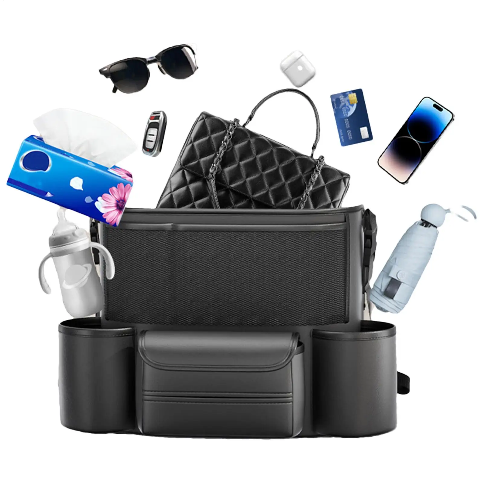 

Multifunctional Car Seat Storage Bag Leather Car Seat Pocket Waterproof Car Storage Bag Between Seats Car Organizer