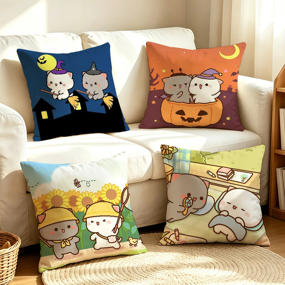 Cute Peach and Goma cushion cover Anti-dustmite Sofa Cushion Decorative Office Cover Lounge Area Indoor & Outdoor Use
