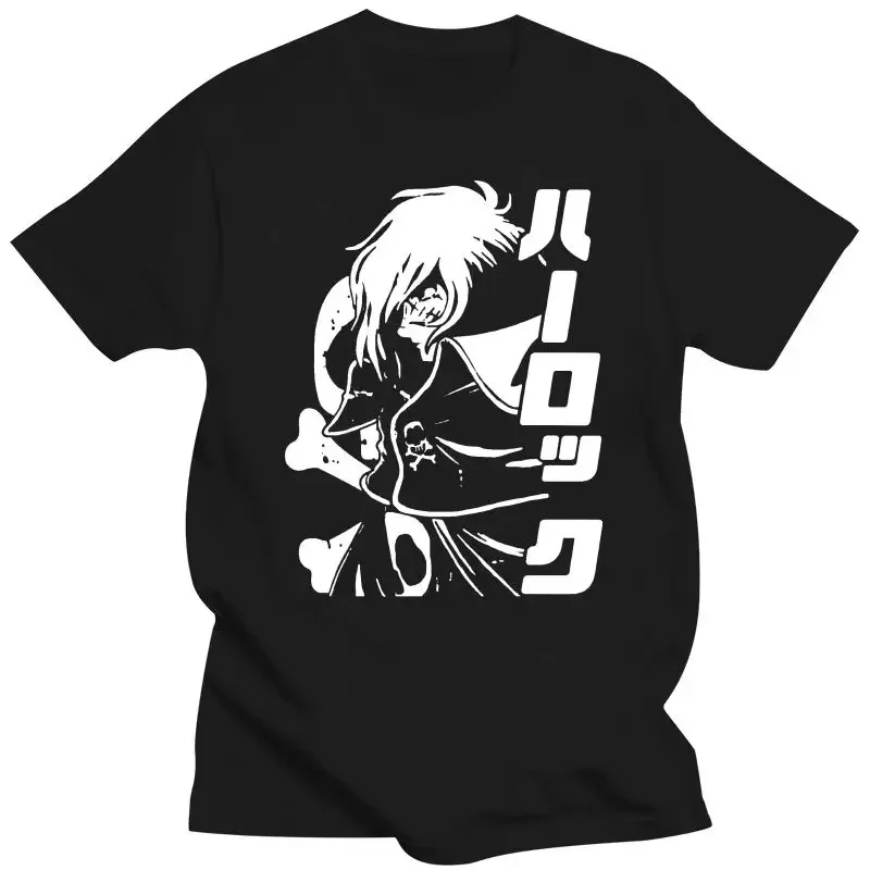 Young Design Soft Cotton Homme Tee   Mens Clothing Awesome Space Pirate Captain Harlock Albator Anime  men clothing  harajuku