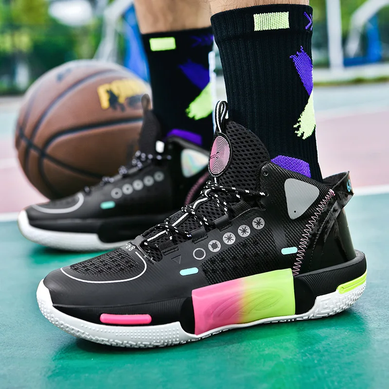 

2023 Black Unisex Professional Basketball Shoes Mens Trainers High Top Outdoor Platform Womens Sneakers zapatillas de baloncesto