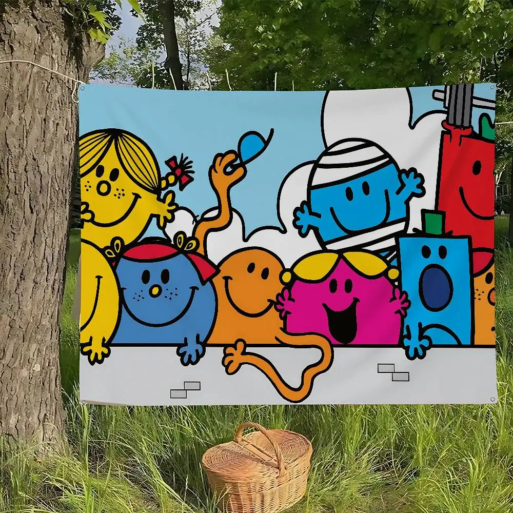Children M-Mr Men L-Little Miss Banner Art Printing Japanese Wall Flag Anime Wall Hanging Home Decor