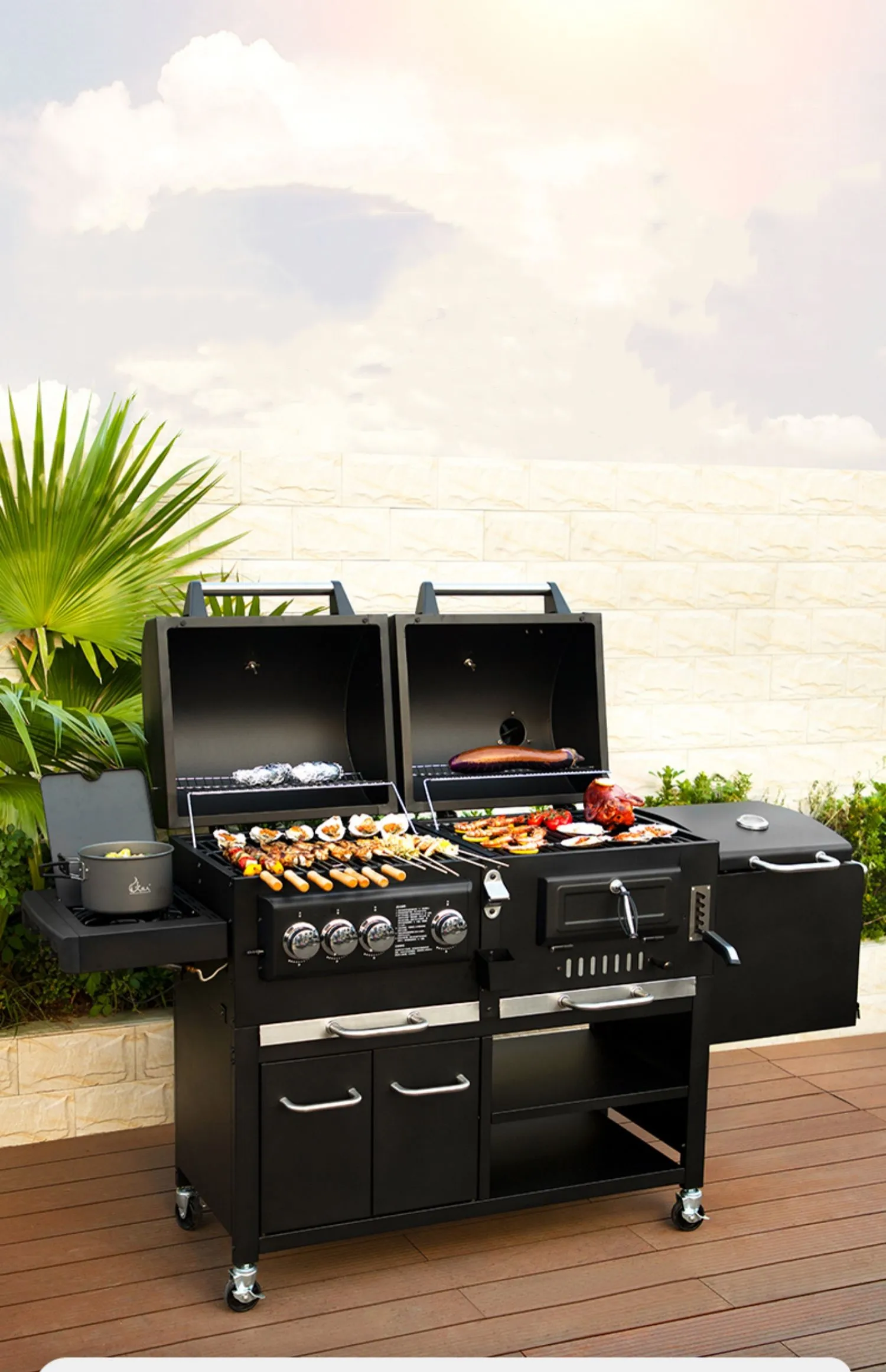 

BBQ oven best price cort yard for outdoor with Smoked Bucket