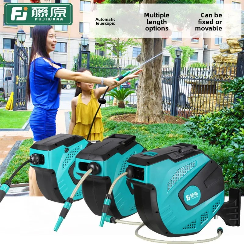 Garden housekeeper watering with water pipe hose bag bobbin tube collection rack 32m 10m automatic telescopic pipe reel